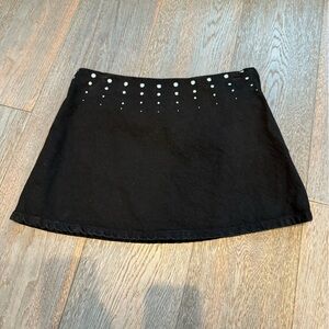 Zara Black Denim Mini Skirt with Silver Studs